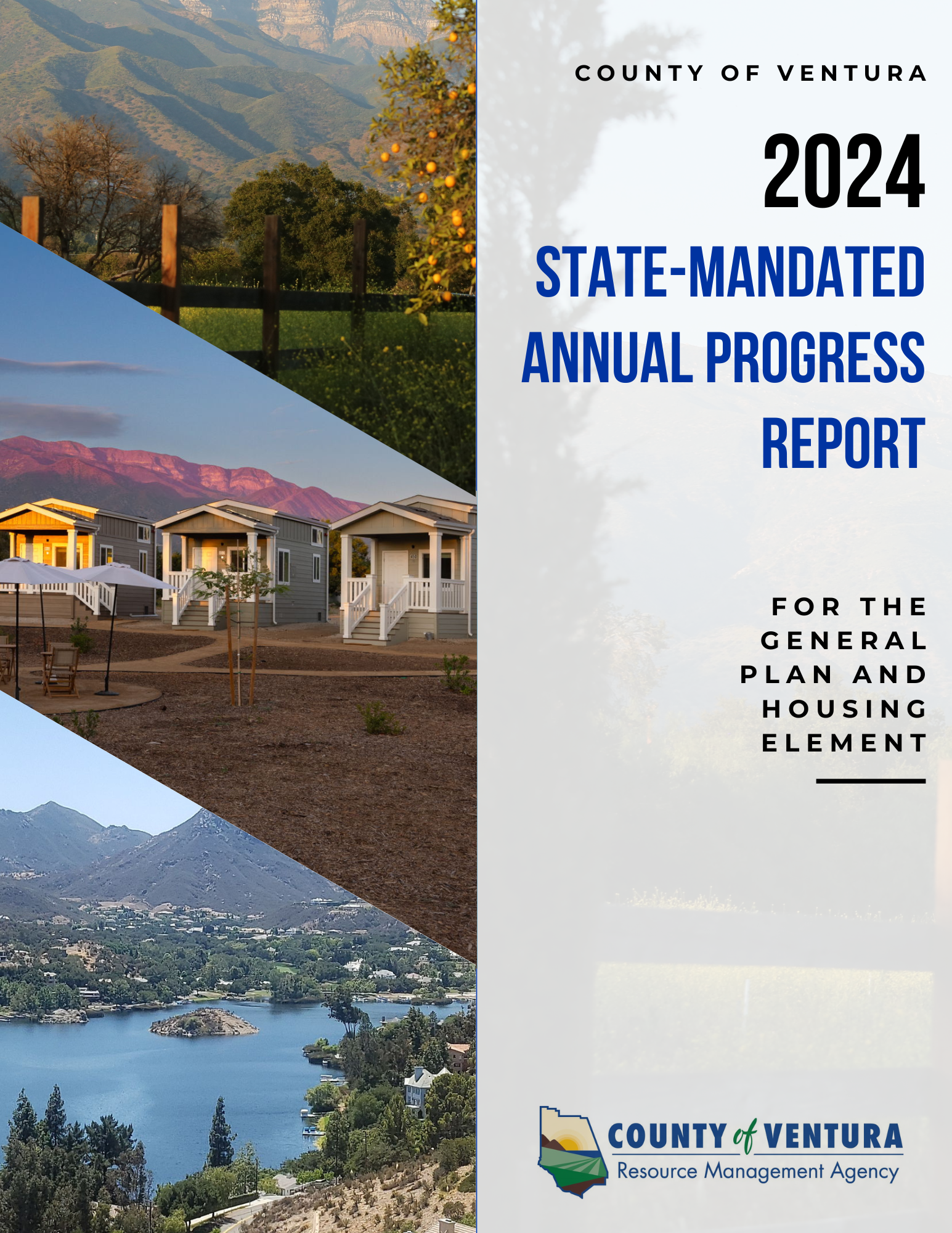 Cover of the 2024 Ventura County State-Mandated Annual Progress Report featuring landscapes and housing.