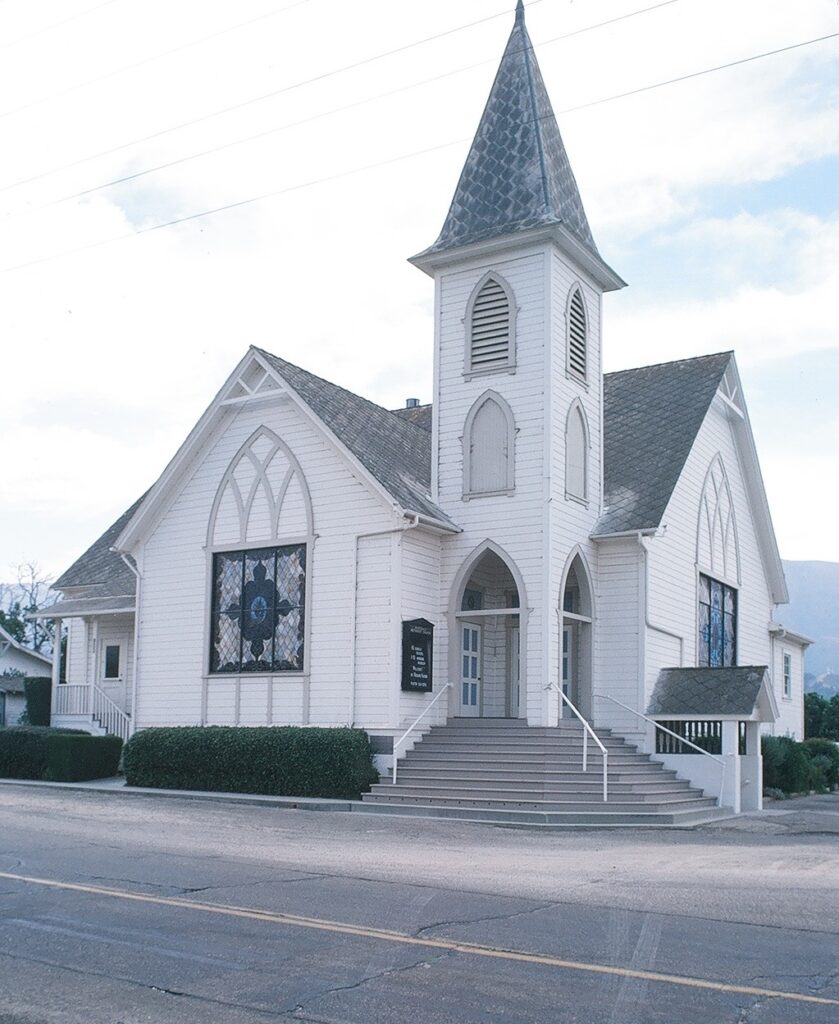 Front view of Bardsdale Methodist Church showcasing its Gothic architectural design in 1978.