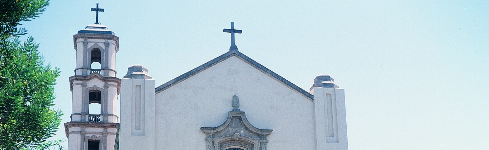 Front view of St. Mary Magdalen Church with bell tower, 1978.