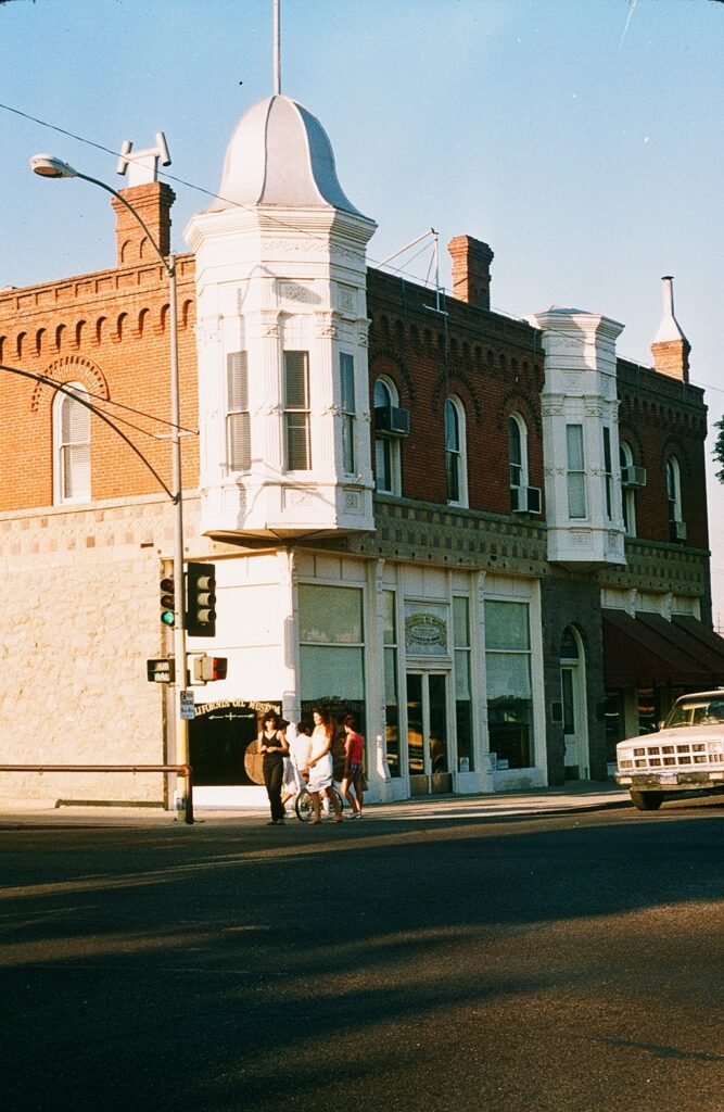 Historic Union Oil Company Building in Santa Paula with unique architectural features.