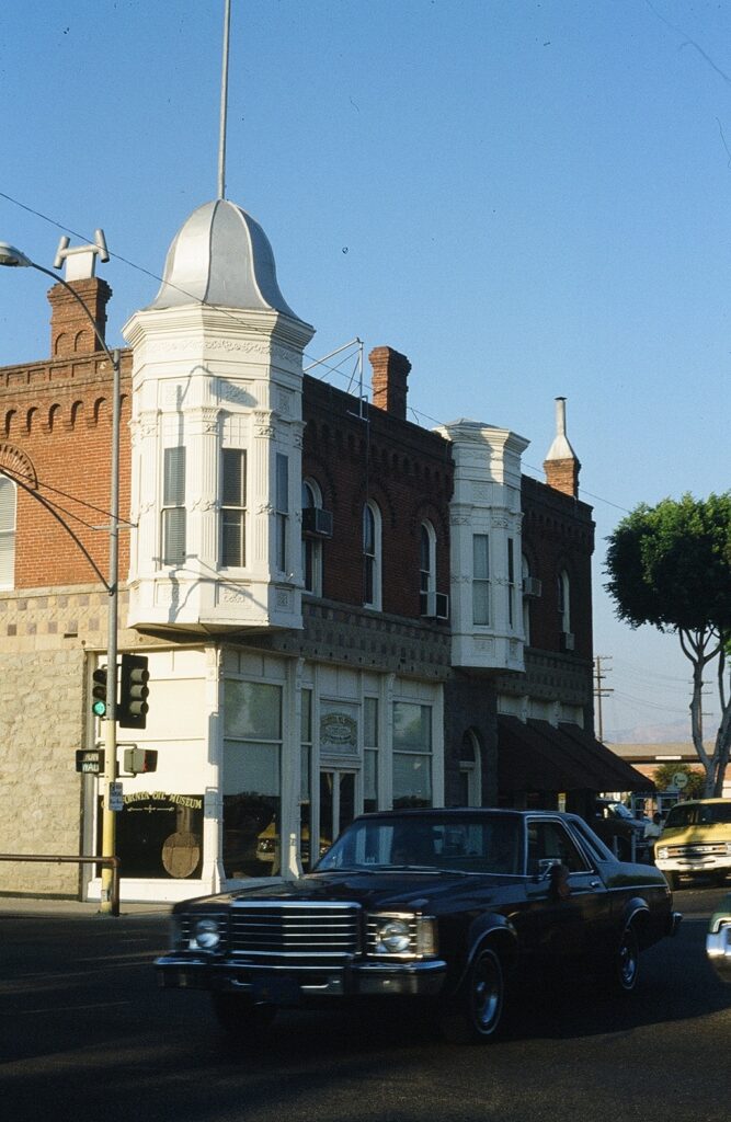 Vintage view of the Union Oil Company Building in Santa Paula with distinctive architecture.