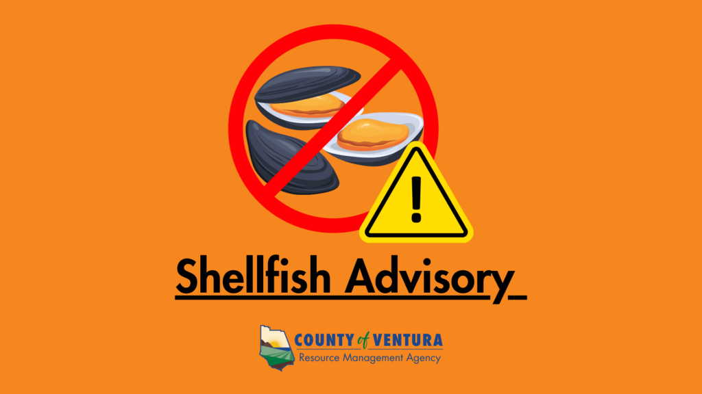 Shellfish Advisory sign with a no shellfish symbol.